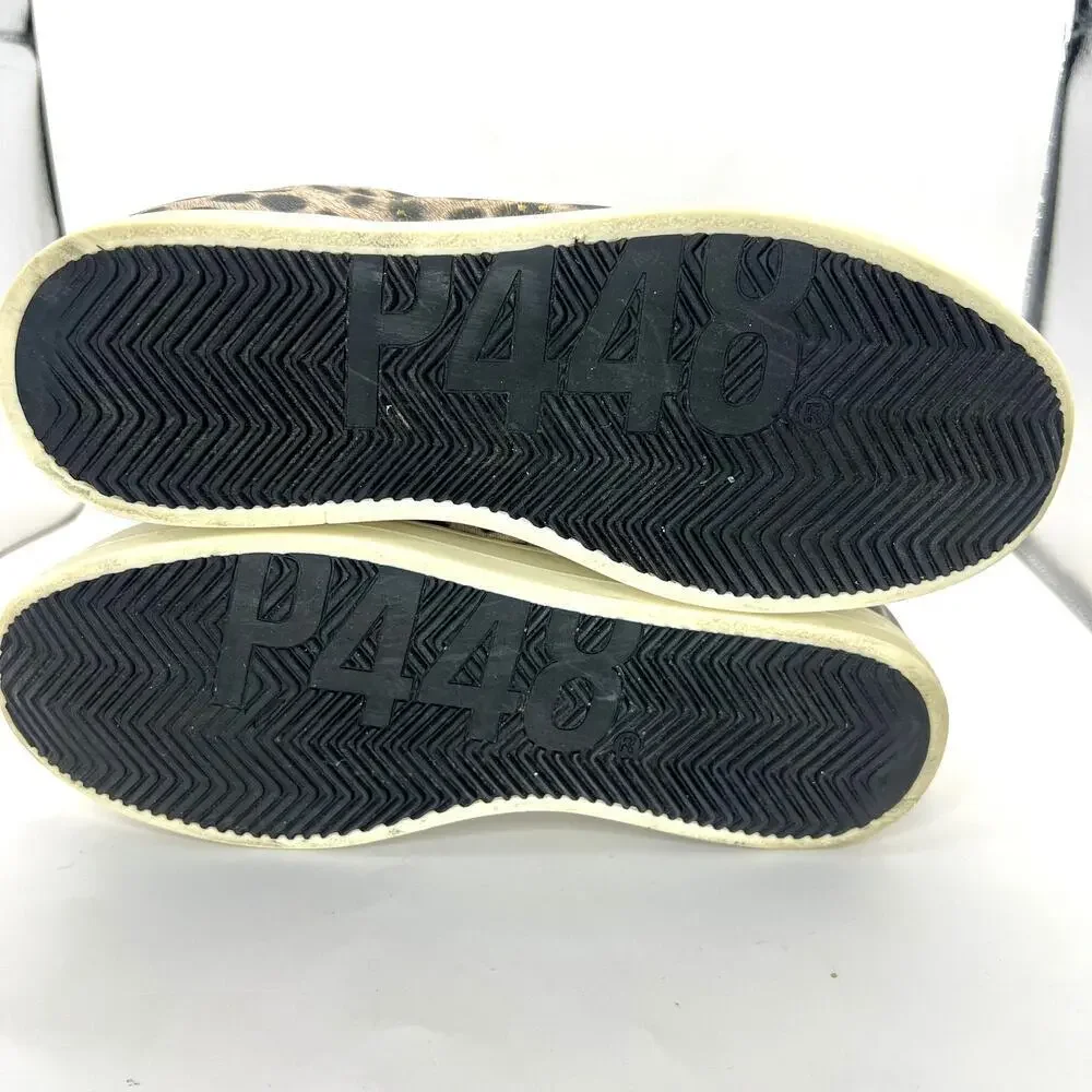 P448 John Sneaker Gray Cheetah Print Leather Suede Lace Up 39 Perforated Logo